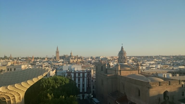 Incredible views of the Seville skyline, a factor to keep in mind when comparing it to Madrid.