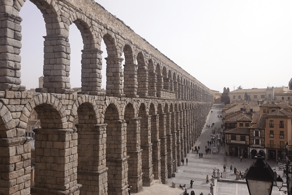 The magnificent city of Segovia and its Roman aqueduct, close to Madrid.