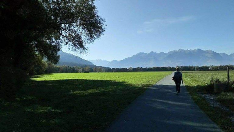 Hiking near Vaduz in Liechtenstein on a day trip heading from Zurich.