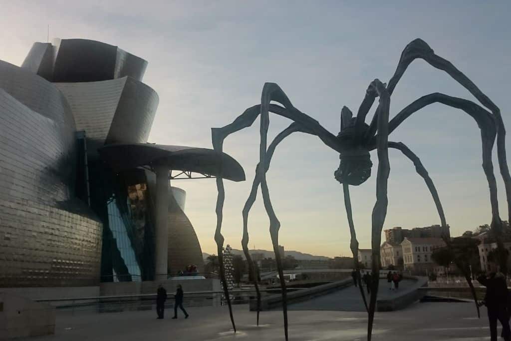Peculiar spider monument outside the Guggenheim Museum in Bilbao. 