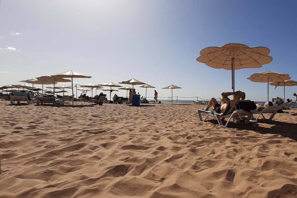 Relaxing on the beach in Agadir during Christmas. 