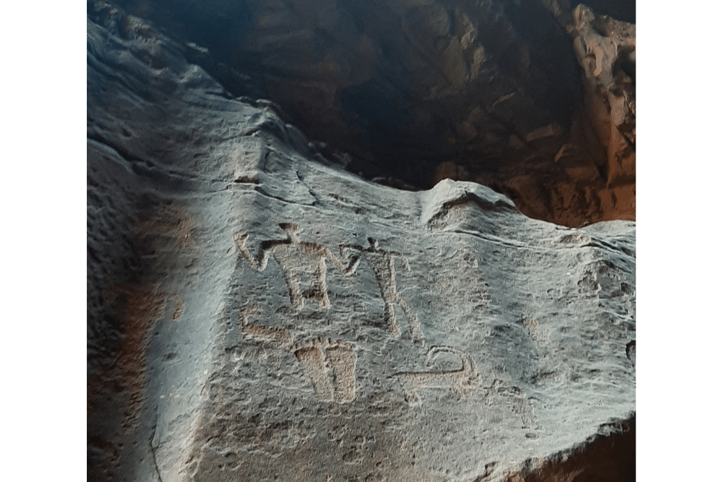 Fascinating ancient petroglyphs at Khazali Canyon.