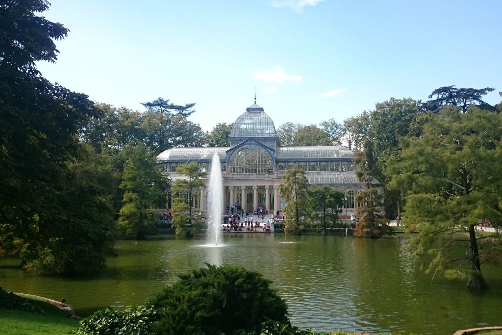 The Crystal Palace in the heart of Retiro Park, Madrid.