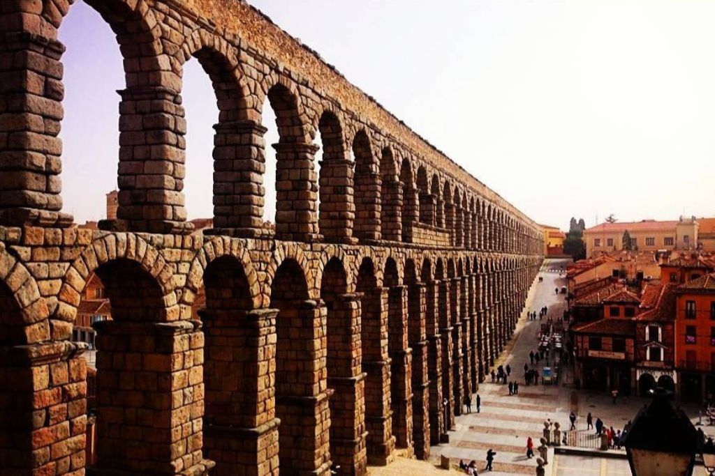 The impressive Roman Aqueduct of Segovia.