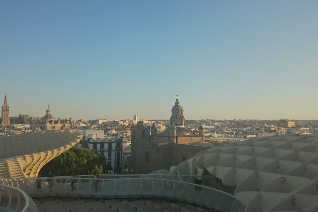 Views of the city from the top of Setas de Sevilla.