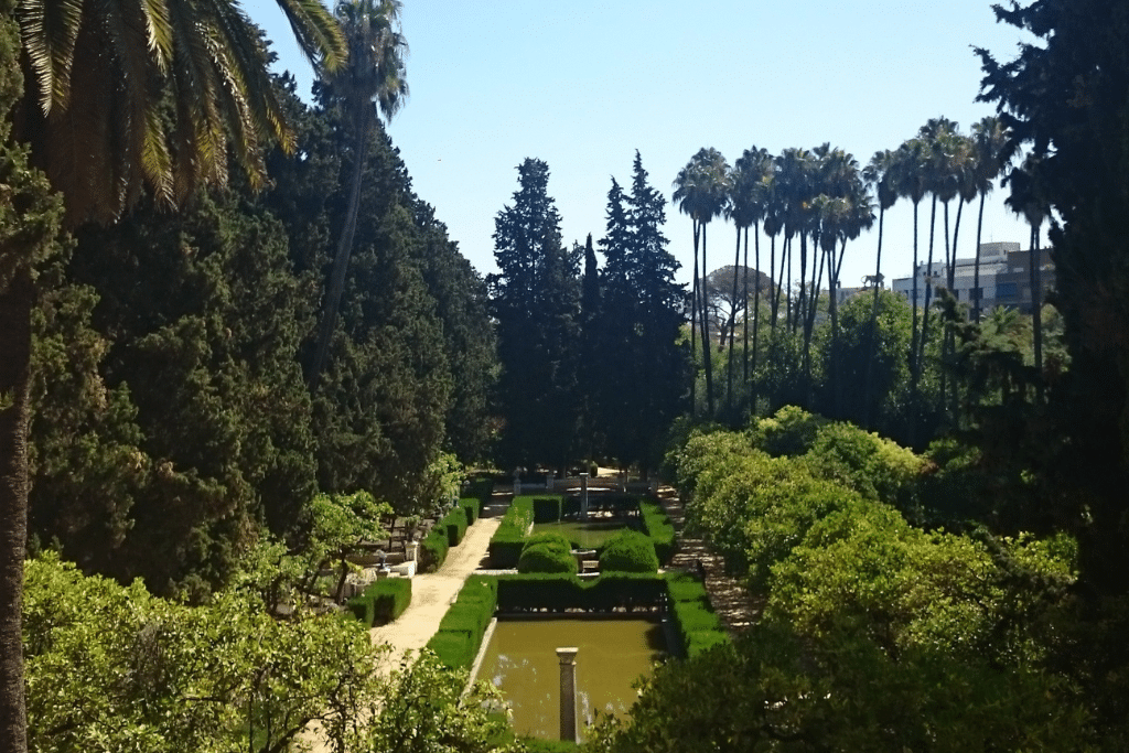 Just some of the gardens you can explore at the Royal AlcƔzar of Seville.